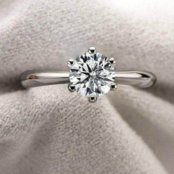 14k White Gold Round Cut 3.0 Ct Engagement Ring-Evani Naomi Jewelry