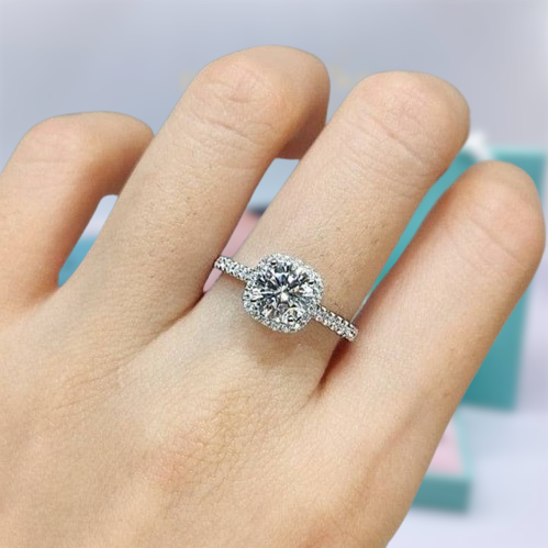 14k White Gold Round Cut Engagement Ring-Evani Naomi Jewelry