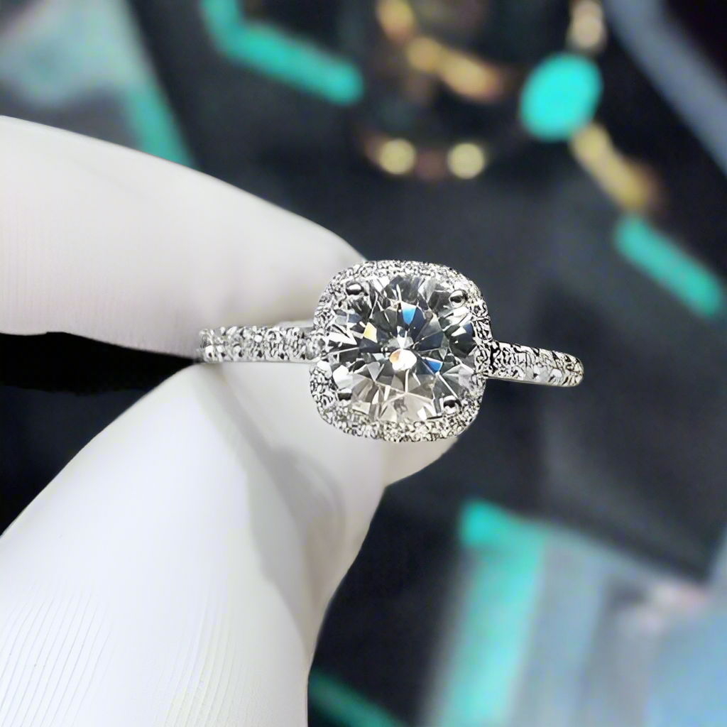 14k White Gold Round Cut Engagement Ring-Evani Naomi Jewelry