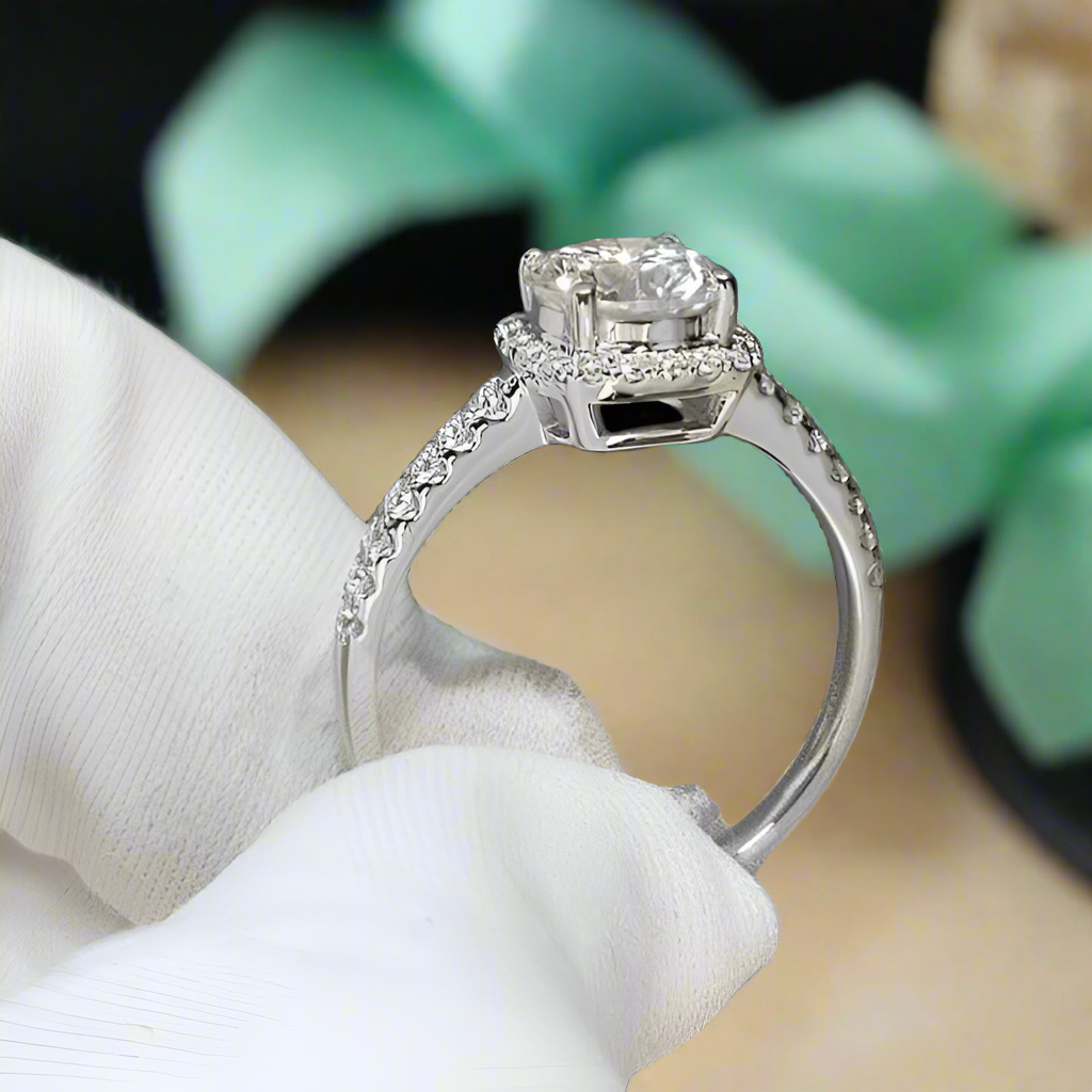 14k White Gold Round Cut Engagement Ring-Evani Naomi Jewelry