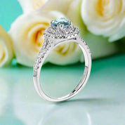 14k White Gold Round Cut Halo Diamond Engagement Ring-Evani Naomi Jewelry