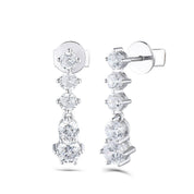 14k White Gold Round Diamond Classic Drop Earrings-Evani Naomi Jewelry