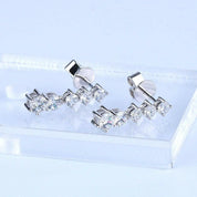 14k White Gold Round Diamond Classic Drop Earrings-Evani Naomi Jewelry