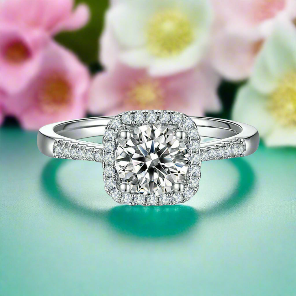 14k White Gold Round Diamond Engagement Ring-Evani Naomi Jewelry