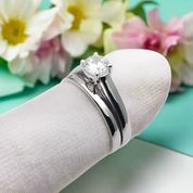 14k White Gold Round Diamond Wedding Ring Set-Evani Naomi Jewelry
