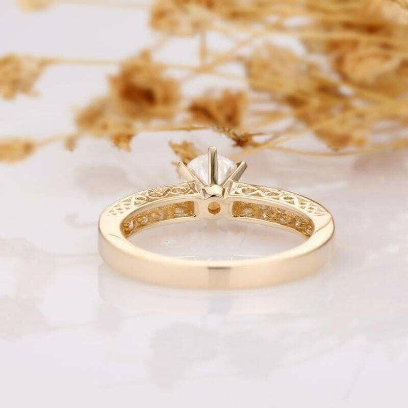 14k Yellow Gold 1.0 Ct Filigree Style Engagement Ring-Evani Naomi Jewelry