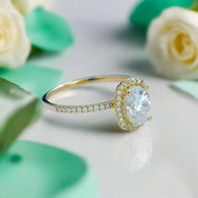 14k Yellow Gold 1.5 Ct Oval Cut Engagement Ring-Evani Naomi Jewelry