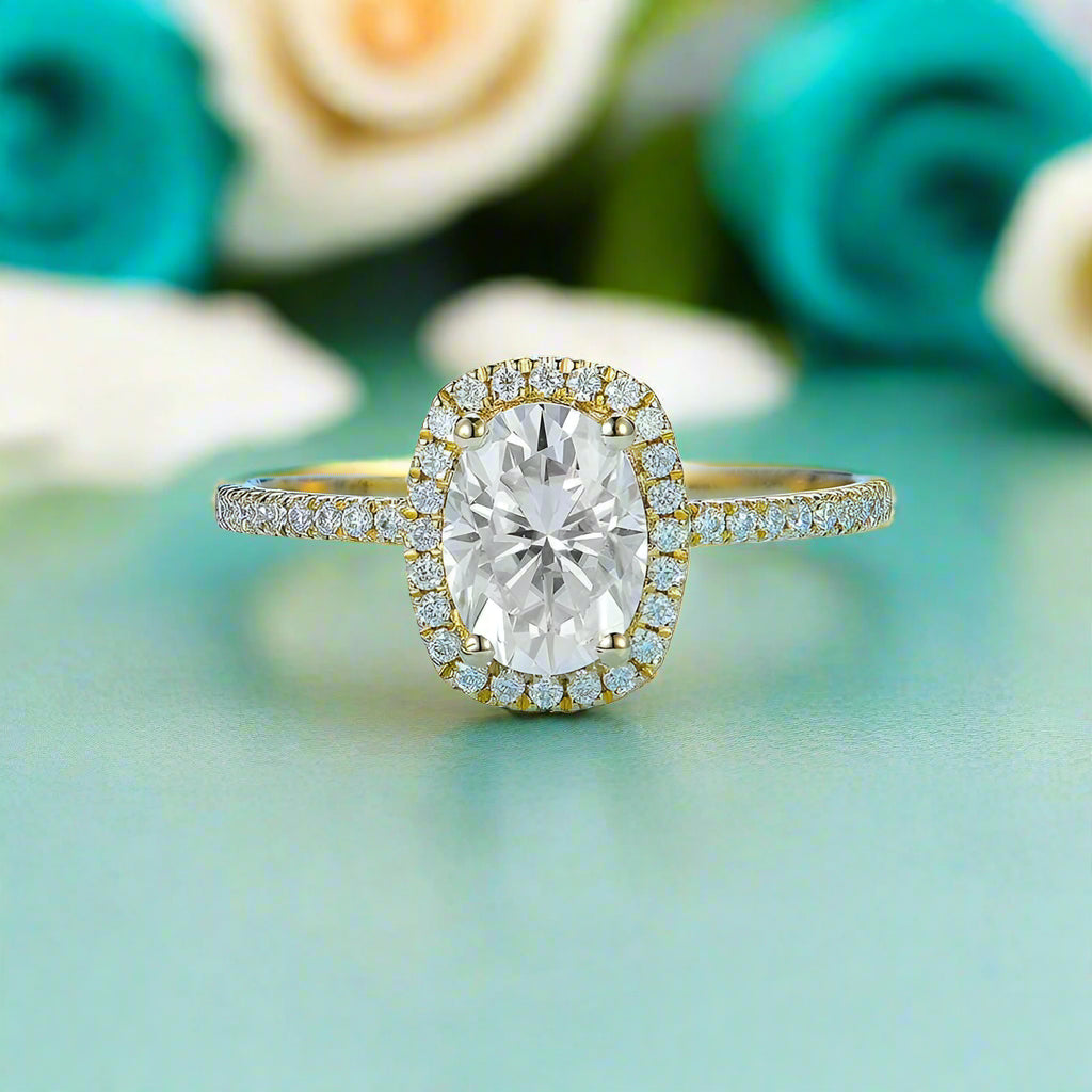 14k Yellow Gold 1.5 Ct Oval Cut Engagement Ring-Evani Naomi Jewelry