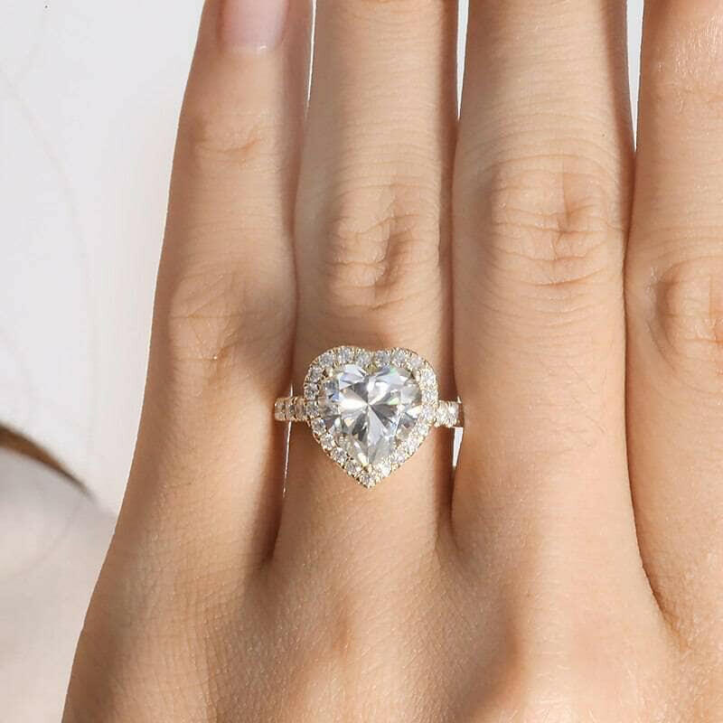 14k Yellow Gold 4.0 Ct Heart Cut Diamond Halo Engagement Ring-Evani Naomi Jewelry