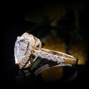 14k Yellow Gold 4.0 Ct Heart Cut Diamond Halo Engagement Ring-Evani Naomi Jewelry