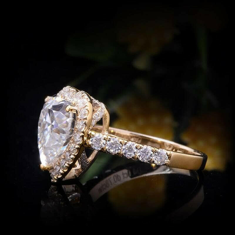 14k Yellow Gold 4.0 Ct Heart Cut Diamond Halo Engagement Ring-Evani Naomi Jewelry