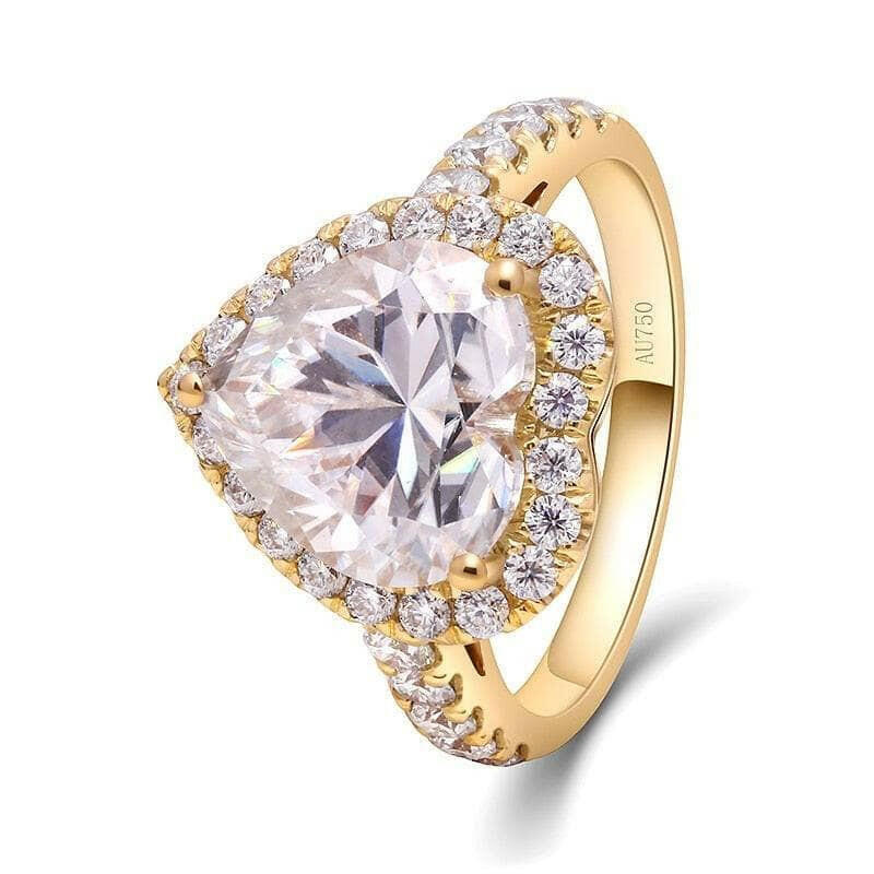 14k Yellow Gold 4.0 Ct Heart Cut Diamond Halo Engagement Ring-Evani Naomi Jewelry