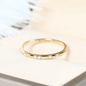 14k Yellow Gold Diamond Stackable Classic Wedding Band-Evani Naomi Jewelry