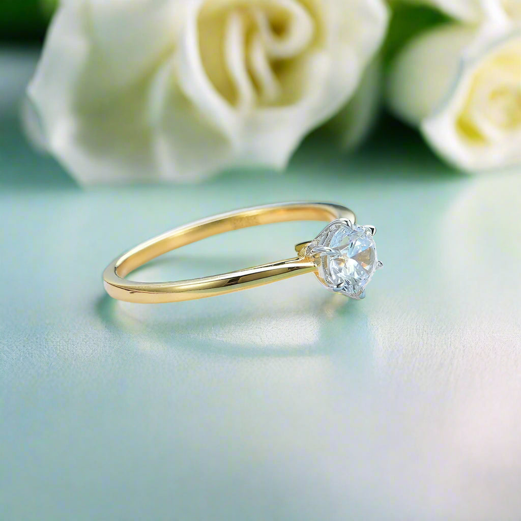 14k Yellow Gold Round Solitaire Diamond Engagement Ring-Evani Naomi Jewelry