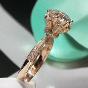 18K Rose Gold 2.0 Ct Round Cut Diamond Blossom Engagement Ring-Evani Naomi Jewelry