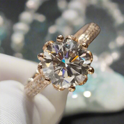 18K Rose Gold 2.0 Ct Round Cut Diamond Blossom Engagement Ring-Evani Naomi Jewelry