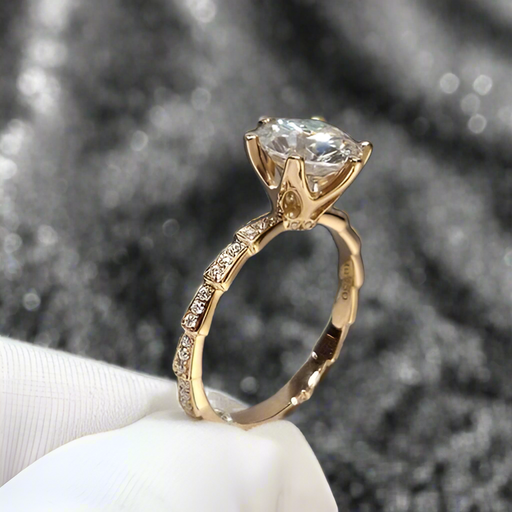 18K Rose Gold 2.0 Ct Round Diamond Classic Engagement Ring-Evani Naomi Jewelry