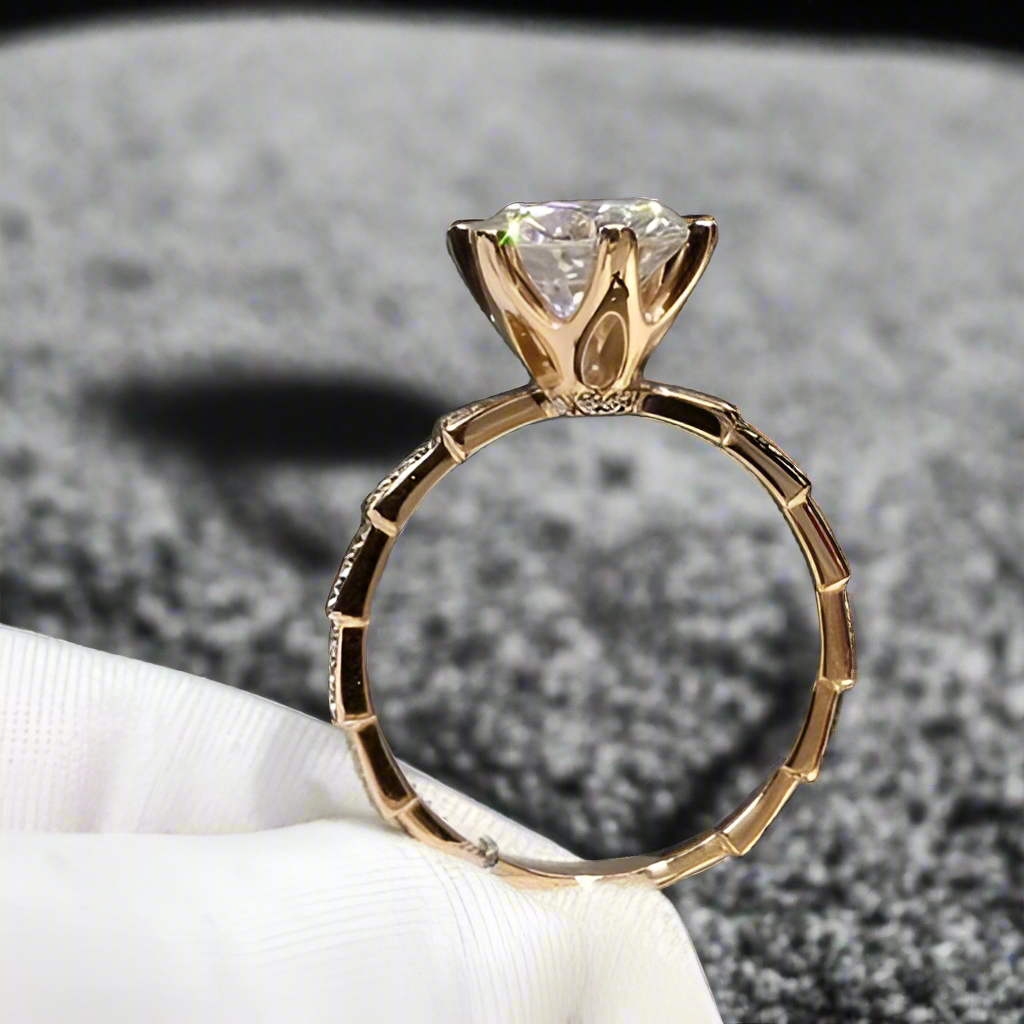 18K Rose Gold 2.0 Ct Round Diamond Classic Engagement Ring-Evani Naomi Jewelry