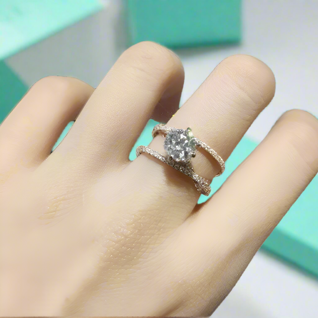 18K Rose Gold Forever Love Diamond Engagement Ring-Evani Naomi Jewelry