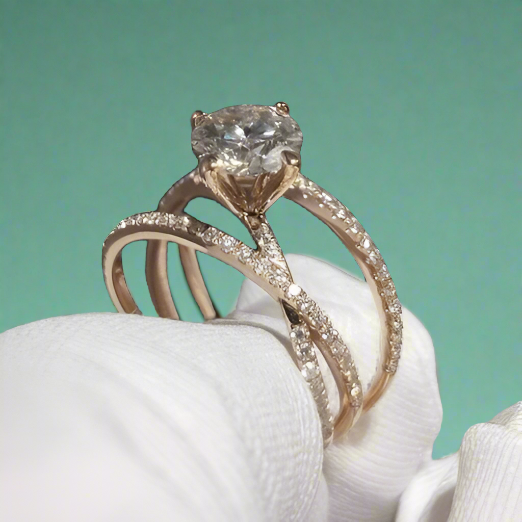 18K Rose Gold Forever Love Diamond Engagement Ring-Evani Naomi Jewelry