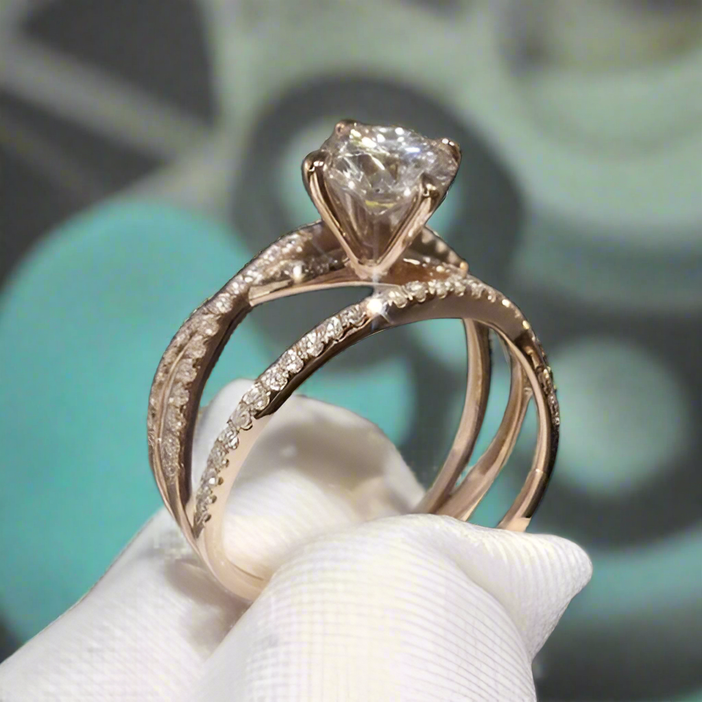 18K Rose Gold Forever Love Diamond Engagement Ring-Evani Naomi Jewelry