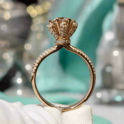 18K Rose Gold Round Cut Diamond Engagement Ring-Evani Naomi Jewelry