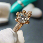 18K Rose Gold Round Cut Diamond Engagement Ring-Evani Naomi Jewelry