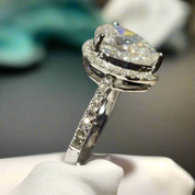 18K White Gold 1.0 Ct Pear Cut Diamond Water Drop Engagement Ring-Evani Naomi Jewelry