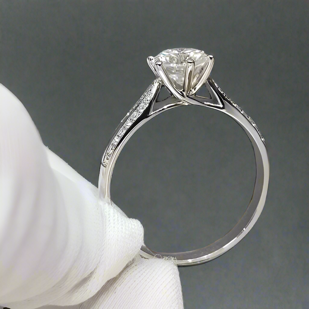 18K White Gold 1.0 Ct Round Diamond Engagement Ring-Evani Naomi Jewelry