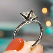 18K White Gold 2.0 Ct Princess Cut Diamond Engagement Ring-Evani Naomi Jewelry