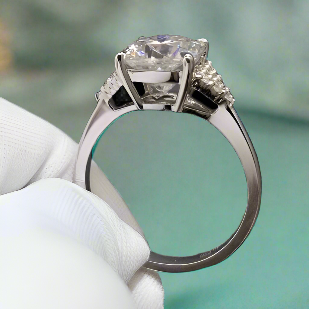 18K White Gold 3.0 Ct Cushion Cut Diamond Engagement-Evani Naomi Jewelry