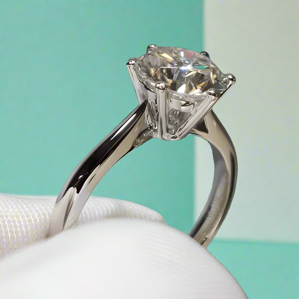 18K White Gold 3.0 Ct Round Cut Diamond Engagement Ring-Evani Naomi Jewelry