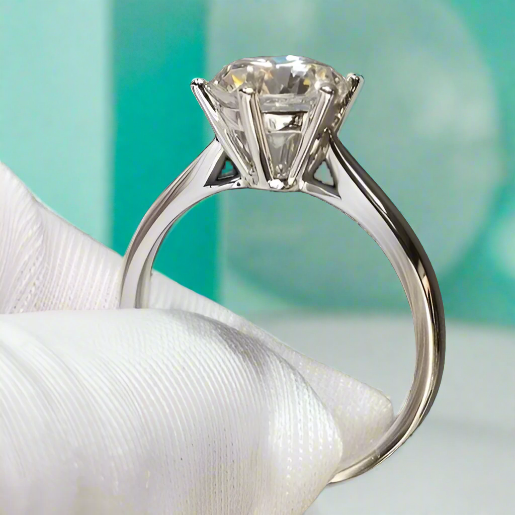 18K White Gold 3.0 Ct Round Cut Diamond Engagement Ring-Evani Naomi Jewelry