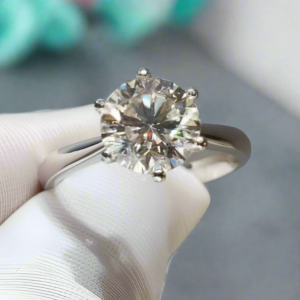 18K White Gold 3.0 Ct Round Cut Diamond Engagement Ring-Evani Naomi Jewelry