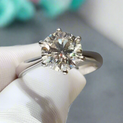 18K White Gold 3.0 Ct Round Cut Diamond Engagement Ring-Evani Naomi Jewelry