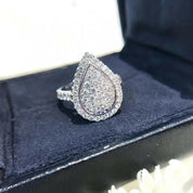 18K White Gold Diamond Pear Shaped Engagement Ring-Evani Naomi Jewelry
