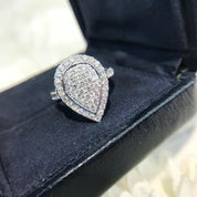 18K White Gold Diamond Pear Shaped Engagement Ring-Evani Naomi Jewelry