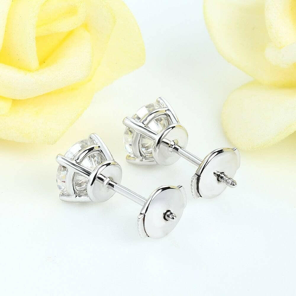 18K White Gold Diamond Stud Earrings-Evani Naomi Jewelry