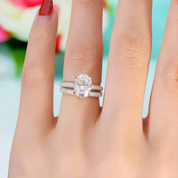 18K White Gold Oval Diamond Engagement Ring Set-Evani Naomi Jewelry