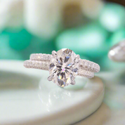 18K White Gold Oval Diamond Engagement Ring Set-Evani Naomi Jewelry