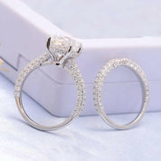 18K White Gold Oval Diamond Engagement Ring Set-Evani Naomi Jewelry