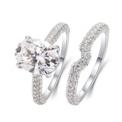 18K White Gold Oval Diamond Engagement Ring Set-Evani Naomi Jewelry