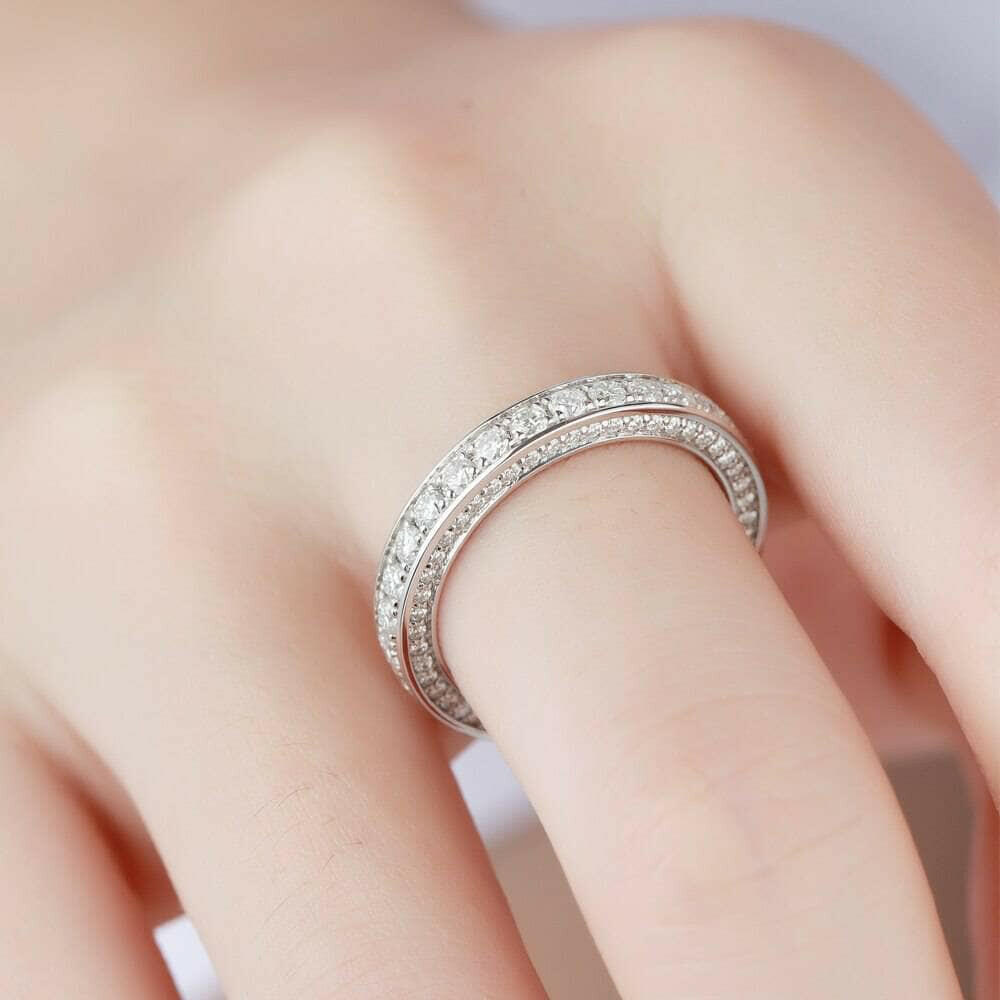 18K White Gold Round Diamond Eternity Wedding Band-Evani Naomi Jewelry