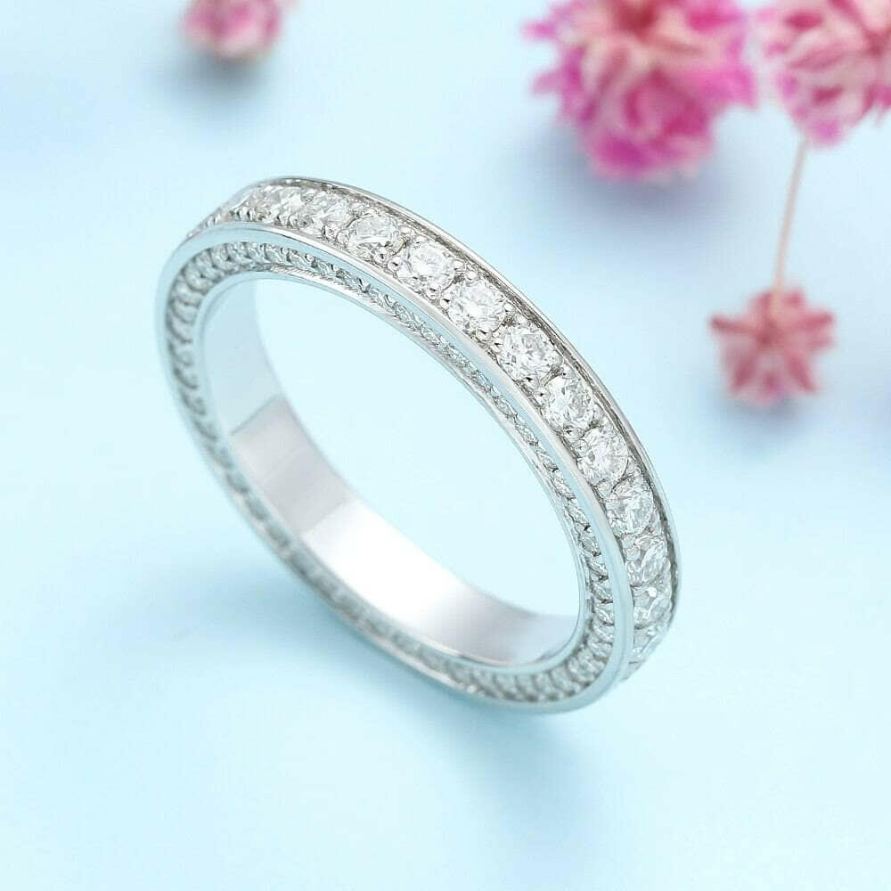 18K White Gold Round Diamond Eternity Wedding Band-Evani Naomi Jewelry