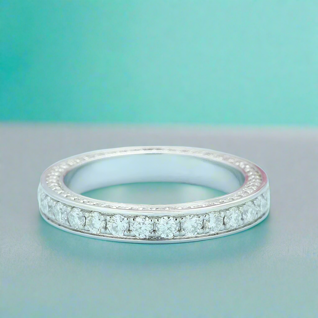 18K White Gold Round Diamond Eternity Wedding Band-Evani Naomi Jewelry