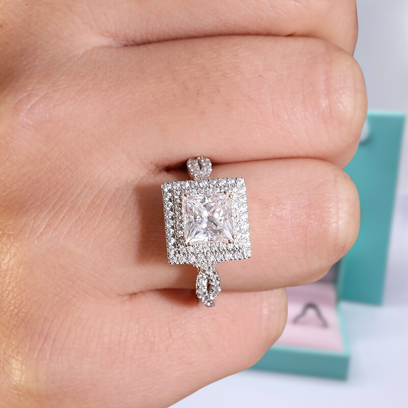 18K White and Rose Gold Princess Cut Diamond Engagement Ring-Evani Naomi Jewelry