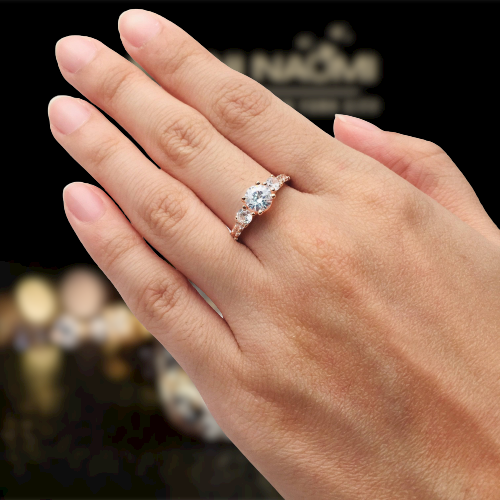 18k Rose Gold Round Diamond Engagement Ring-Evani Naomi Jewelry