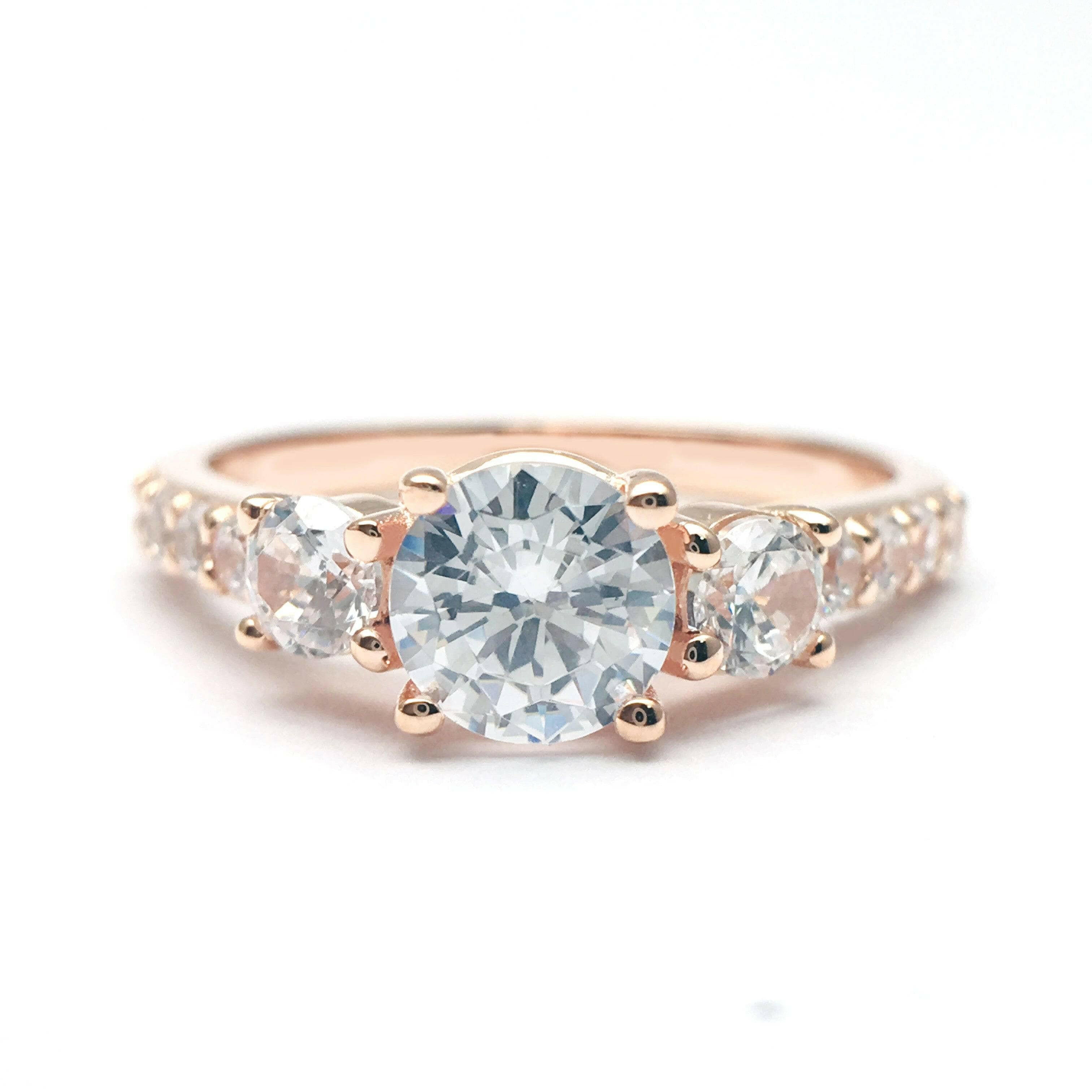 18k Rose Gold Round Diamond Engagement Ring-Evani Naomi Jewelry