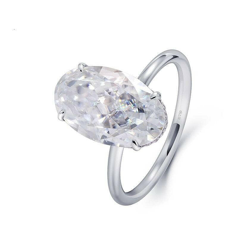 18k White Gold 7.0 Ct Oval Diamond Hidden Halo Engagement Ring-Evani Naomi Jewelry