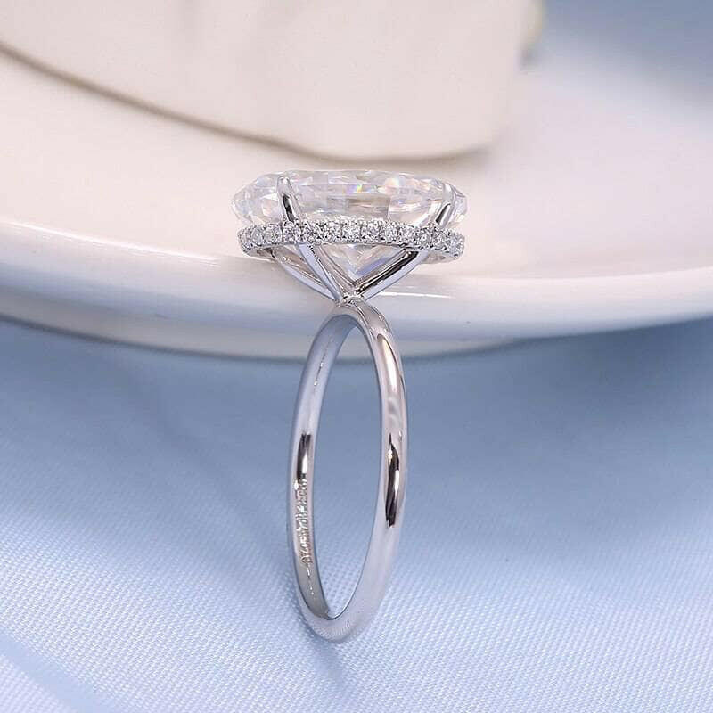 18k White Gold 7.0 Ct Oval Diamond Hidden Halo Engagement Ring-Evani Naomi Jewelry